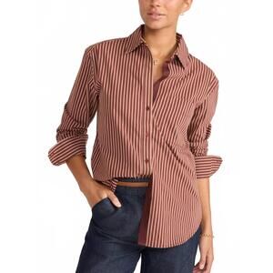 NEW BROCHU WALKER everyday stripe shirt in merlot